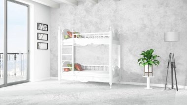 Modern parlak iç. 3D render