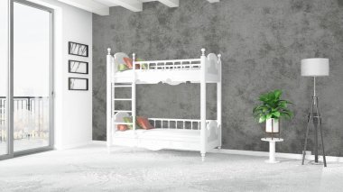 Modern parlak iç. 3D render