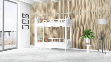 Modern parlak iç. 3D render