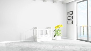 Modern parlak iç. 3D render