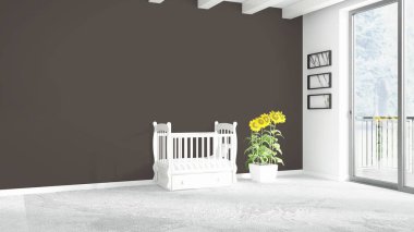 Modern parlak iç. 3D render