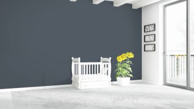 Modern parlak iç. 3D render