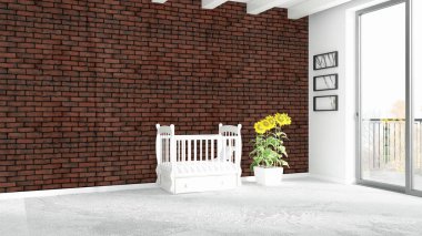 Modern parlak iç. 3D render