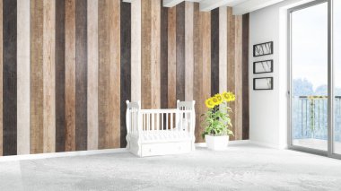 Modern parlak iç. 3D render