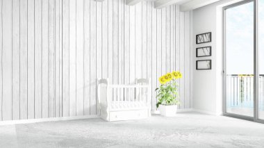 Modern parlak iç. 3D render