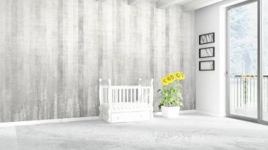 Modern parlak iç. 3D render