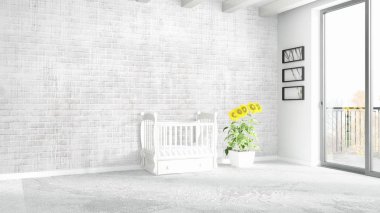 Modern parlak iç. 3D render