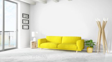 Modern parlak iç. 3D render