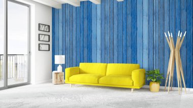 Modern parlak iç. 3D render