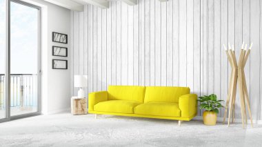 Modern parlak iç. 3D render