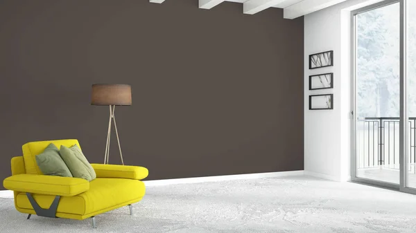 Moderne lichte interieur. 3D-rendering — Stockfoto