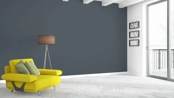 Moderne lichte interieur. 3D-rendering — Stockfoto