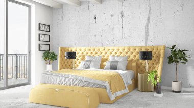 Modern parlak iç. 3D render