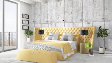 Modern parlak iç. 3D render