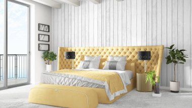 Modern parlak iç. 3D render