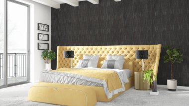 Modern parlak iç. 3D render