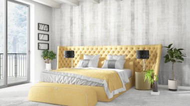 Modern parlak iç. 3D render