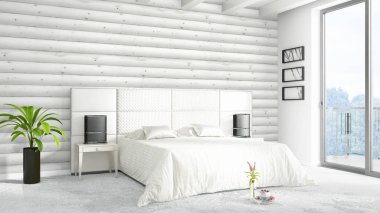 Modern parlak iç. 3D render