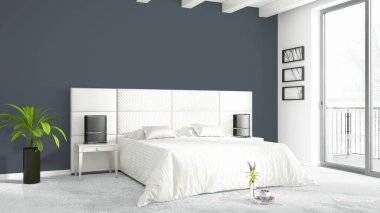 Modern parlak iç. 3D render