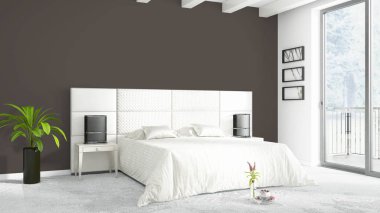 Modern parlak iç. 3D render