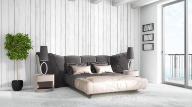 Modern parlak iç. 3D render