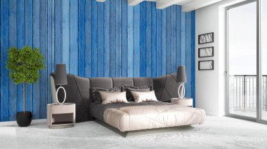 Modern parlak iç. 3D render