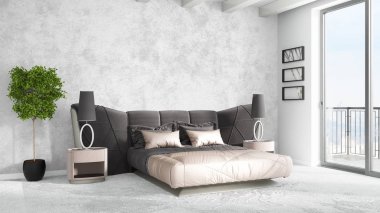 Modern parlak iç. 3D render