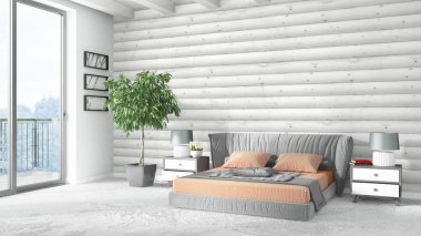 Modern parlak iç. 3D render