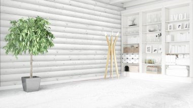 Modern parlak iç. 3D render