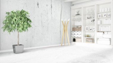 Modern parlak iç. 3D render