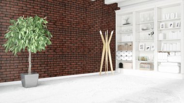 Modern parlak iç. 3D render