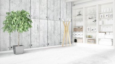 Modern parlak iç. 3D render