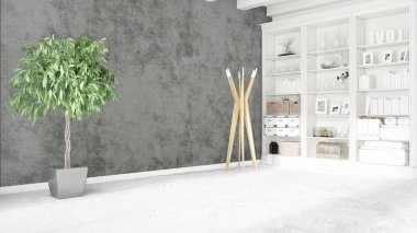 Modern parlak iç. 3D render