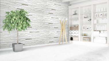 Modern parlak iç. 3D render