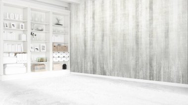 Modern parlak iç. 3D render