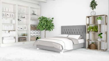 Modern parlak iç. 3D render