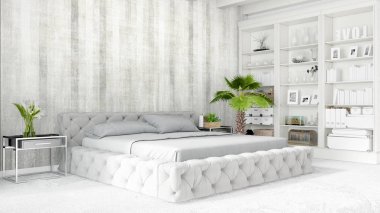 Modern parlak iç. 3D render