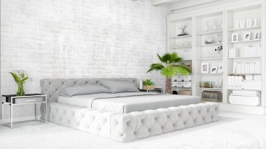 Modern parlak iç. 3D render