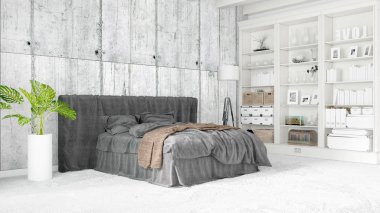 Modern parlak iç. 3D render