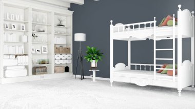 Modern parlak iç. 3D render