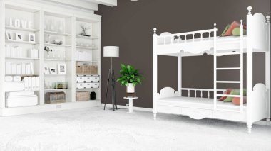 Modern parlak iç. 3D render