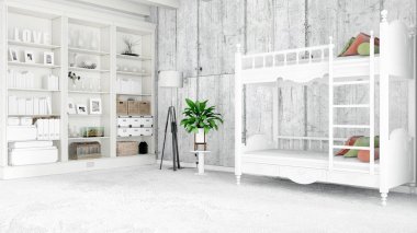 Modern parlak iç. 3D render