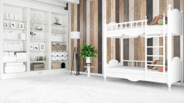 Modern parlak iç. 3D render