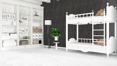 Modern parlak iç. 3D render