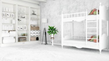 Modern parlak iç. 3D render