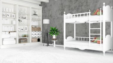 Modern parlak iç. 3D render