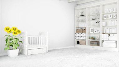 Modern parlak iç. 3D render