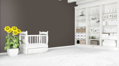 Modern parlak iç. 3D render