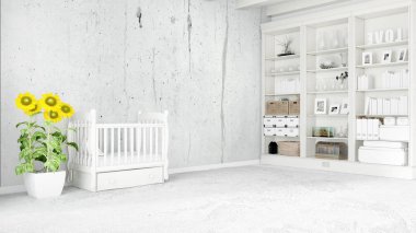 Modern parlak iç. 3D render