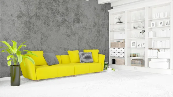 Modernes helles Interieur. 3D-Darstellung — Stockfoto